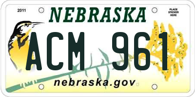 NE license plate ACM961