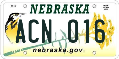 NE license plate ACN016