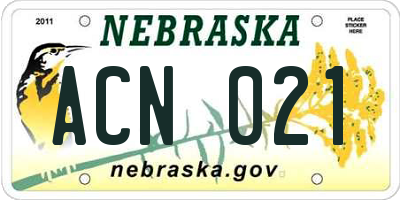 NE license plate ACN021