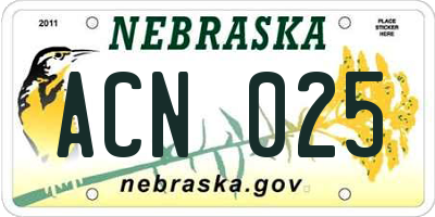 NE license plate ACN025