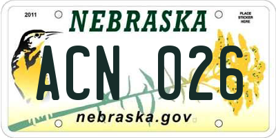 NE license plate ACN026