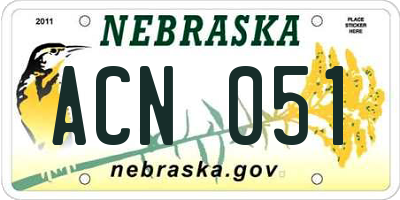 NE license plate ACN051