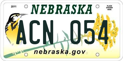 NE license plate ACN054