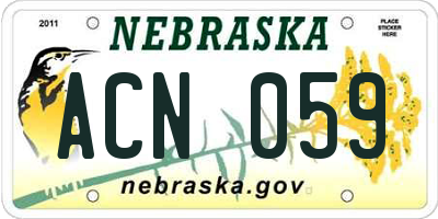 NE license plate ACN059