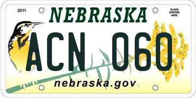 NE license plate ACN060