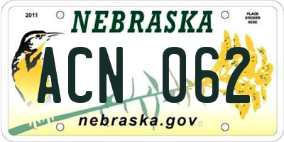 NE license plate ACN062