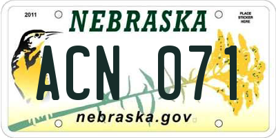 NE license plate ACN071