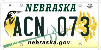 NE license plate ACN073