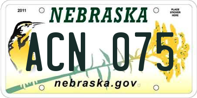 NE license plate ACN075