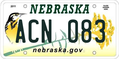 NE license plate ACN083