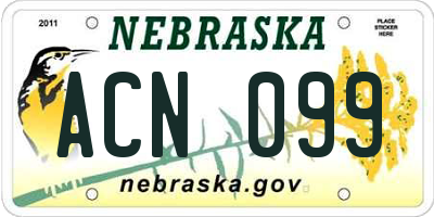 NE license plate ACN099