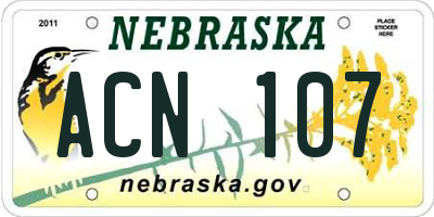 NE license plate ACN107