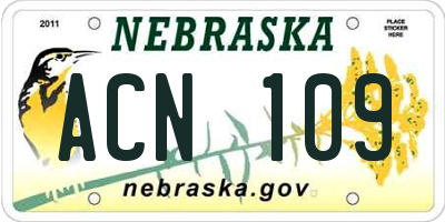 NE license plate ACN109