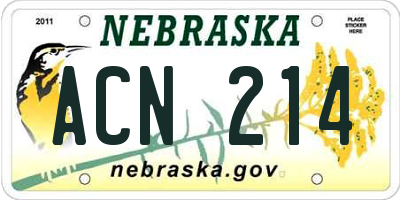 NE license plate ACN214