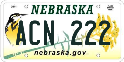 NE license plate ACN222
