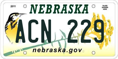 NE license plate ACN229