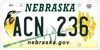 NE license plate ACN236