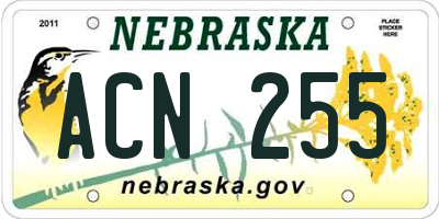 NE license plate ACN255