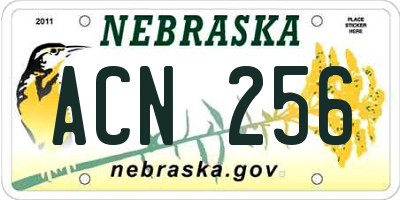 NE license plate ACN256