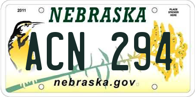 NE license plate ACN294