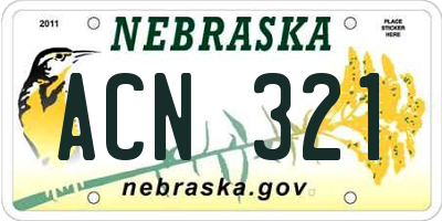 NE license plate ACN321