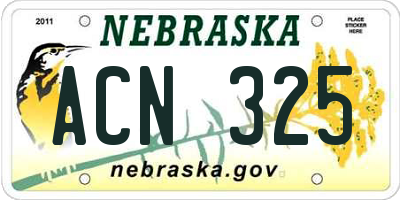 NE license plate ACN325