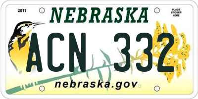 NE license plate ACN332