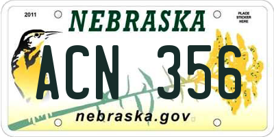 NE license plate ACN356