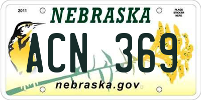 NE license plate ACN369