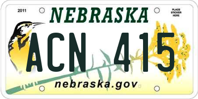 NE license plate ACN415