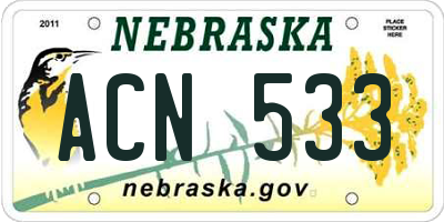 NE license plate ACN533