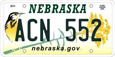 NE license plate ACN552