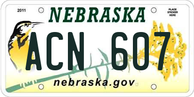 NE license plate ACN607