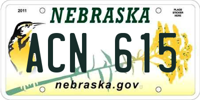 NE license plate ACN615