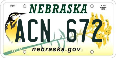 NE license plate ACN672
