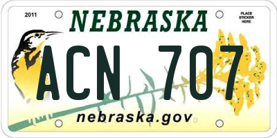 NE license plate ACN707