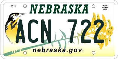 NE license plate ACN722