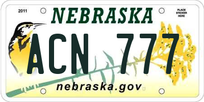 NE license plate ACN777