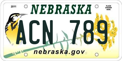 NE license plate ACN789