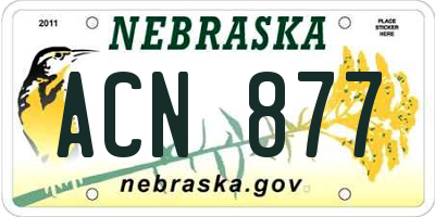 NE license plate ACN877