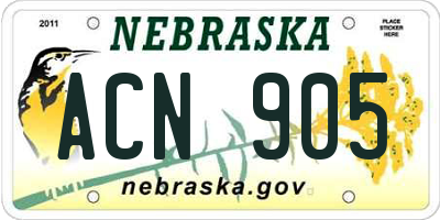 NE license plate ACN905