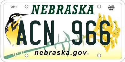 NE license plate ACN966