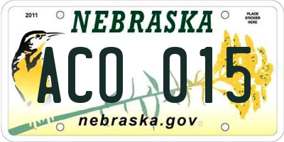 NE license plate ACO015
