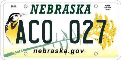 NE license plate ACO027
