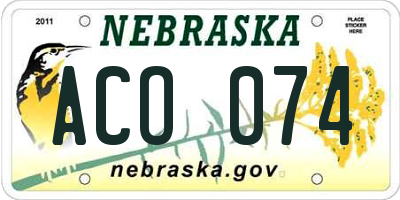 NE license plate ACO074