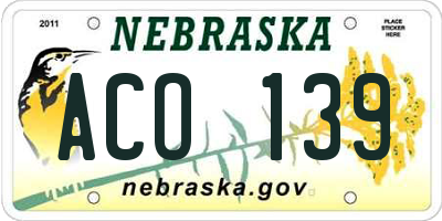 NE license plate ACO139
