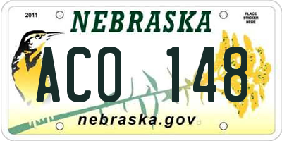 NE license plate ACO148