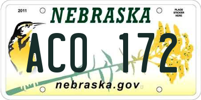 NE license plate ACO172