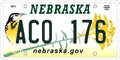 NE license plate ACO176