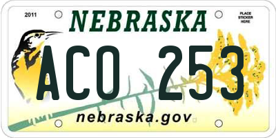 NE license plate ACO253